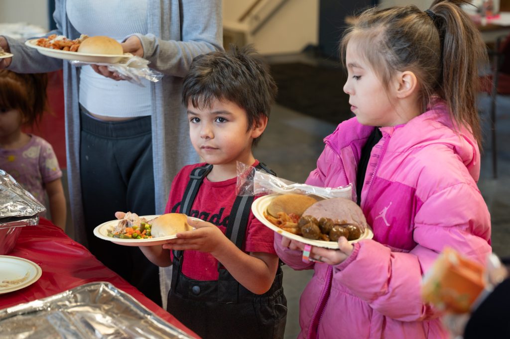 Children getting food