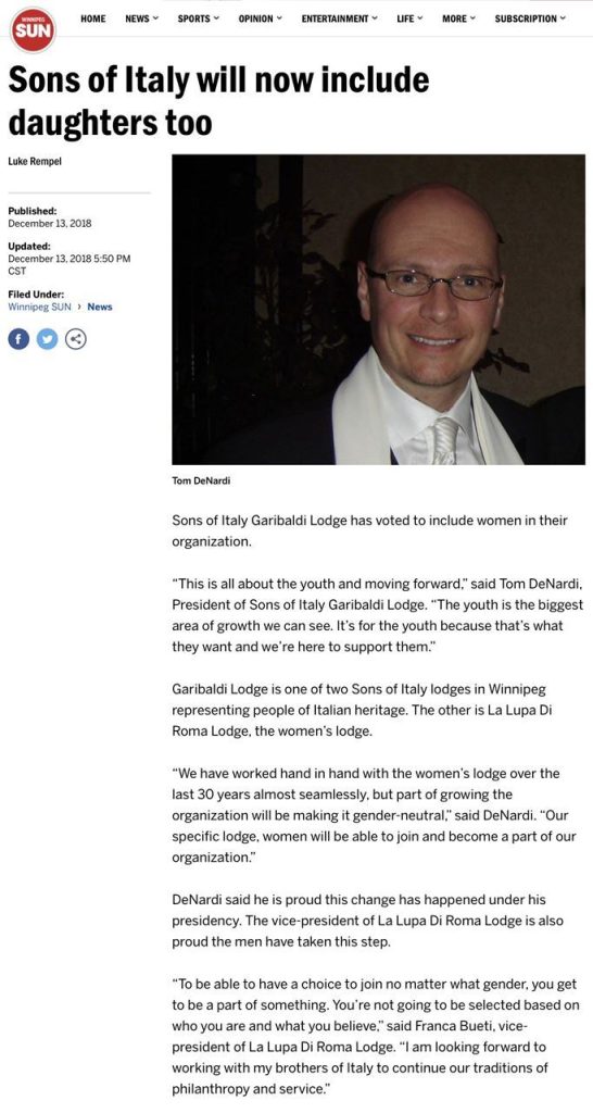 Sons of Italy will now include daughters too